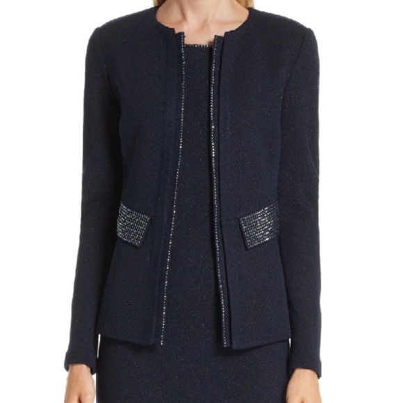 St. John  Mod Crystal Trim Knit Evening Jacket L/US10 - Picture 5 of 5
